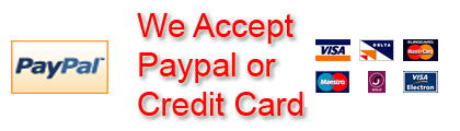 We accept paypal and all major credit cards on secure check out technology
